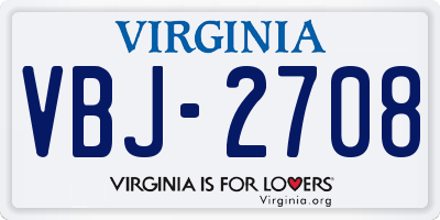 VA license plate VBJ2708