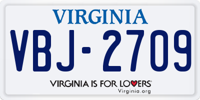 VA license plate VBJ2709