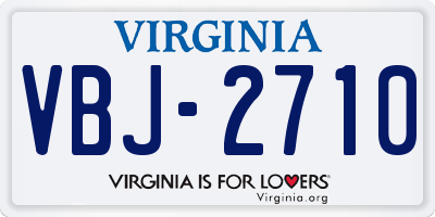 VA license plate VBJ2710