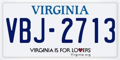 VA license plate VBJ2713