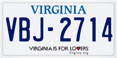 VA license plate VBJ2714