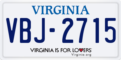 VA license plate VBJ2715