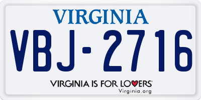 VA license plate VBJ2716