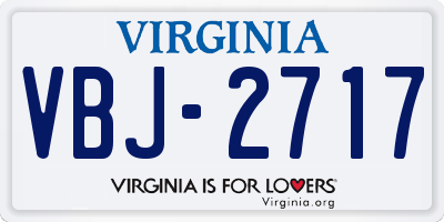 VA license plate VBJ2717
