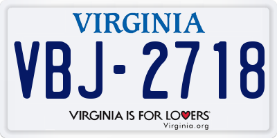 VA license plate VBJ2718