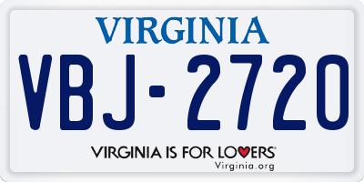 VA license plate VBJ2720