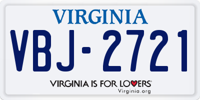 VA license plate VBJ2721