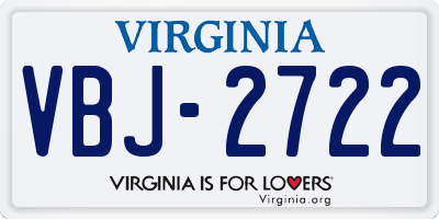 VA license plate VBJ2722