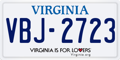 VA license plate VBJ2723