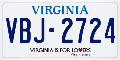 VA license plate VBJ2724