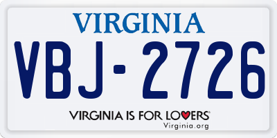 VA license plate VBJ2726
