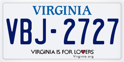 VA license plate VBJ2727