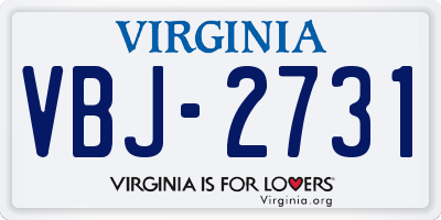 VA license plate VBJ2731