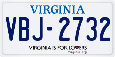 VA license plate VBJ2732