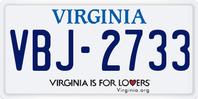 VA license plate VBJ2733