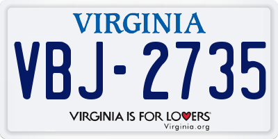 VA license plate VBJ2735