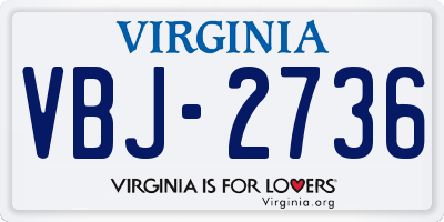 VA license plate VBJ2736