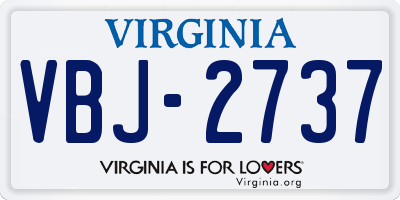 VA license plate VBJ2737
