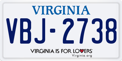 VA license plate VBJ2738