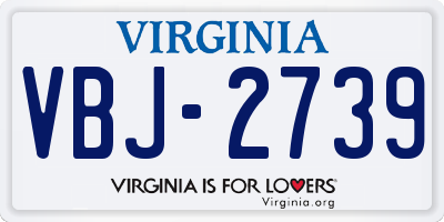 VA license plate VBJ2739