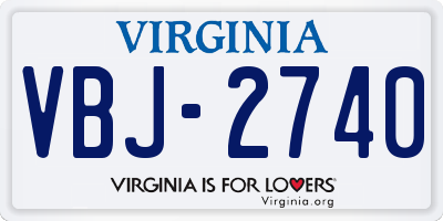 VA license plate VBJ2740