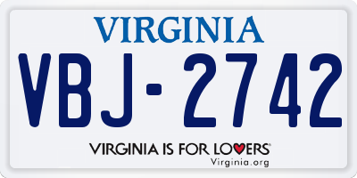 VA license plate VBJ2742