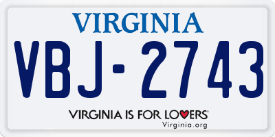 VA license plate VBJ2743