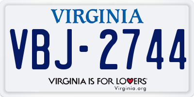 VA license plate VBJ2744
