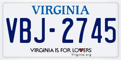 VA license plate VBJ2745