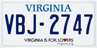 VA license plate VBJ2747
