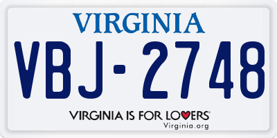 VA license plate VBJ2748