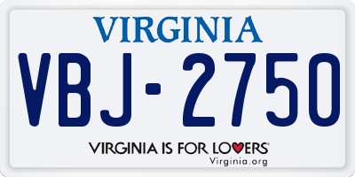 VA license plate VBJ2750