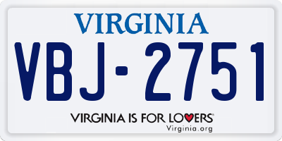 VA license plate VBJ2751