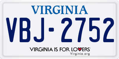 VA license plate VBJ2752