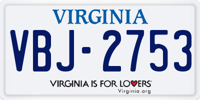 VA license plate VBJ2753