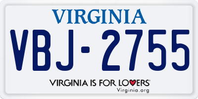 VA license plate VBJ2755