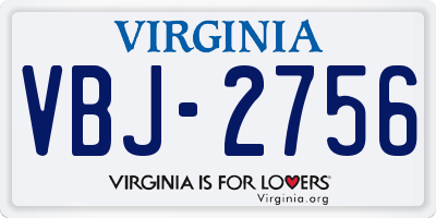 VA license plate VBJ2756
