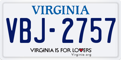 VA license plate VBJ2757