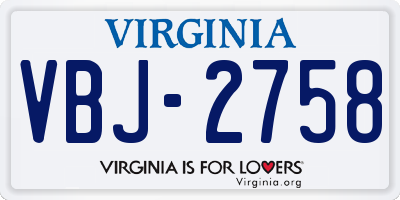 VA license plate VBJ2758
