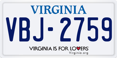 VA license plate VBJ2759