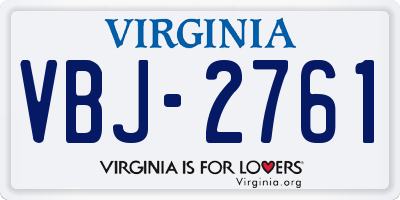 VA license plate VBJ2761