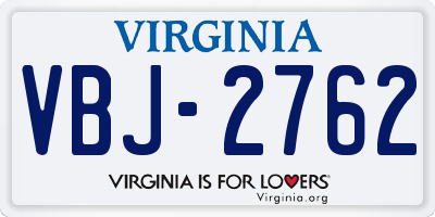 VA license plate VBJ2762