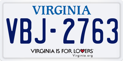 VA license plate VBJ2763