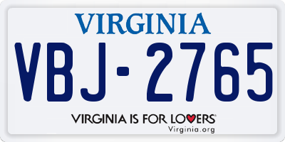 VA license plate VBJ2765