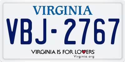VA license plate VBJ2767