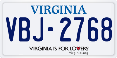 VA license plate VBJ2768