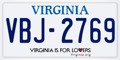 VA license plate VBJ2769