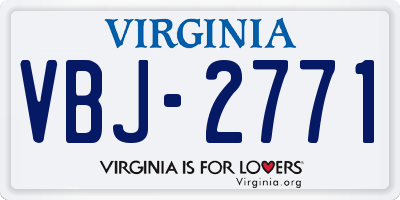 VA license plate VBJ2771