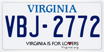 VA license plate VBJ2772