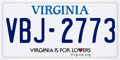 VA license plate VBJ2773